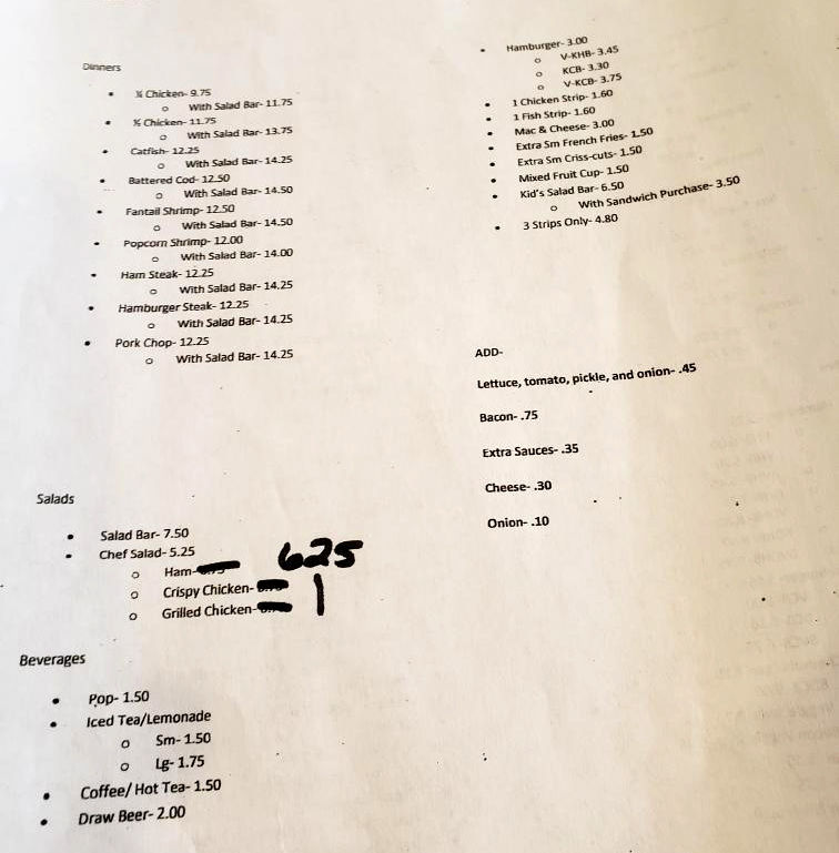 Cliff's menu 1